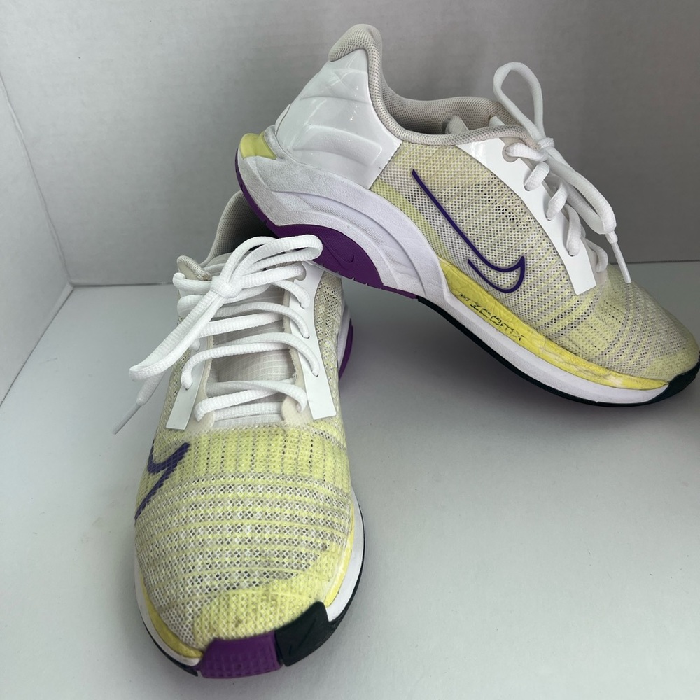 Nike Yellow and White Sneakers with Purple Details